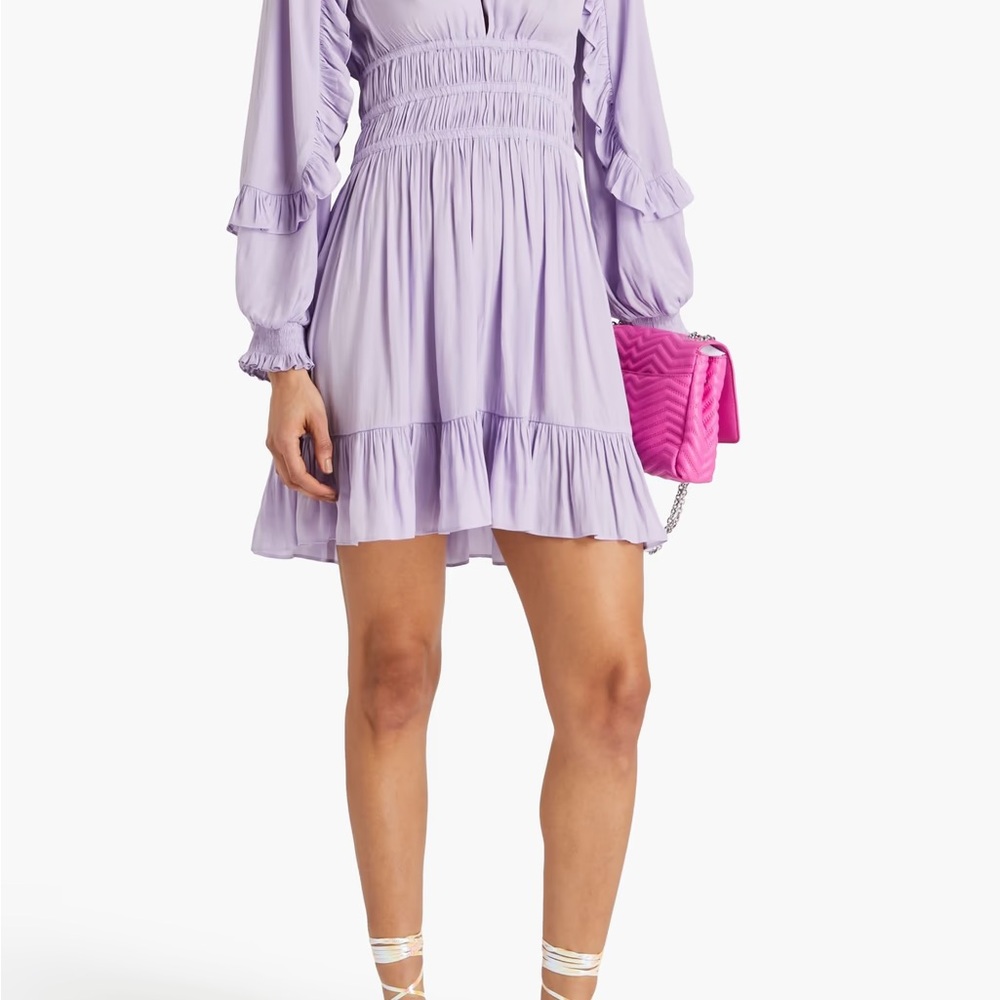 Maje Ruffled Satin Crepe Mini Dress